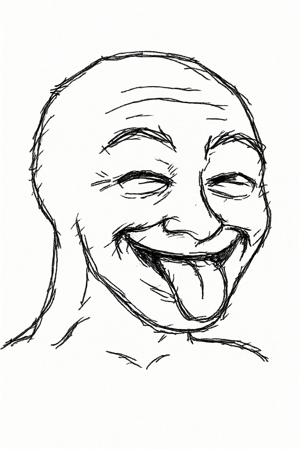 舌头吐出来：
"角色露出傻笑，舌头伸出来，像是调皮或者得意，眼睛眯着，面部充满俏皮感 emoji