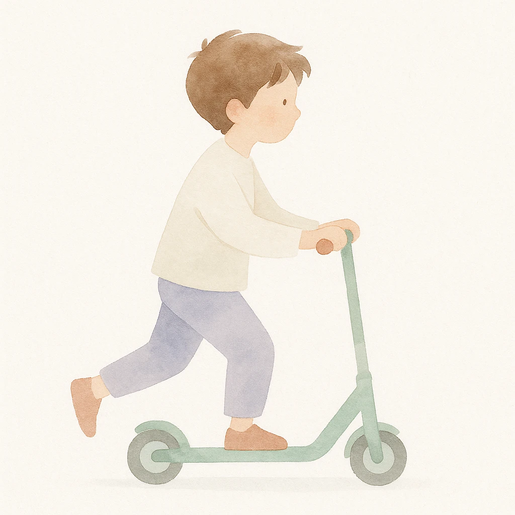 boy riding a scooter emoji