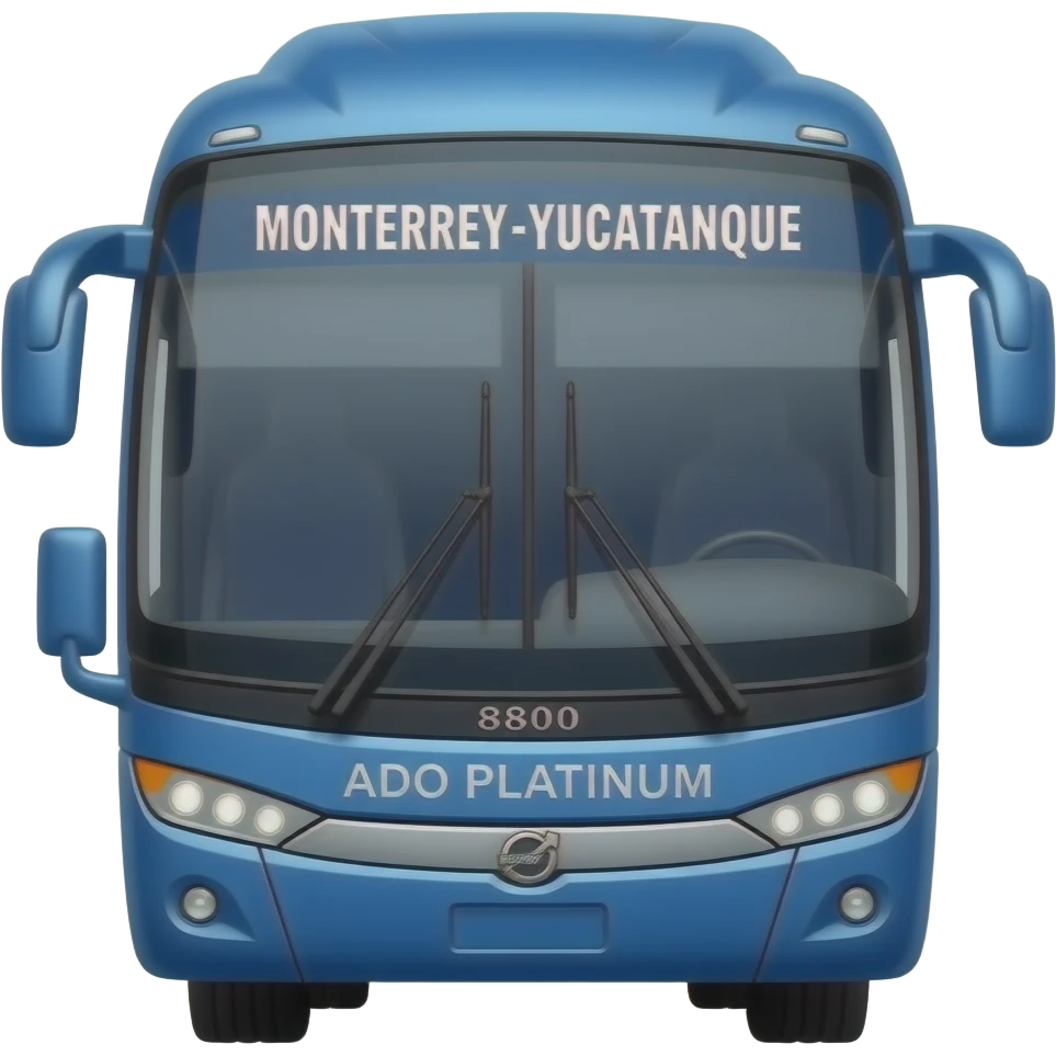 Volvo 9800 azul con letras ado platino y arriba en el vidreo diga monterrey- yucatanque siga siendo 2d emoji