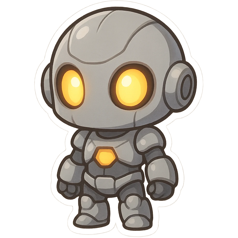 robot with glowing eyes, anime style emoji