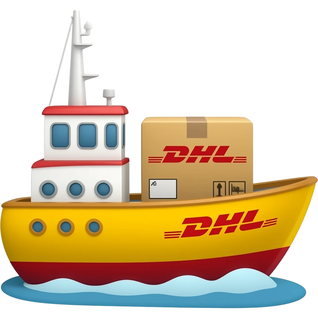 dhl bote mit paket läuft nach rechts emoji