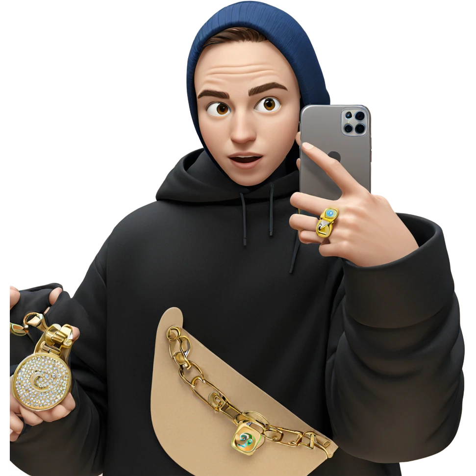 boy taking selfie with ring emoji