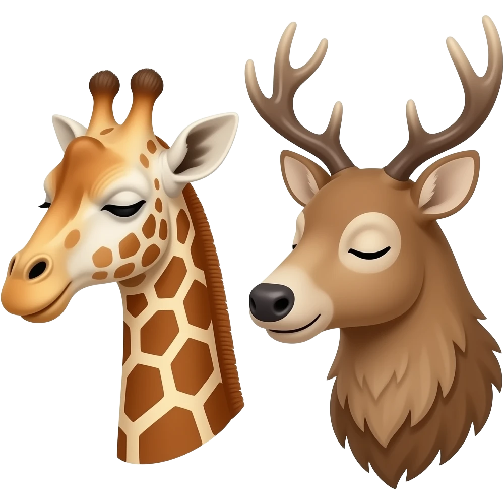 Einfacher Giraffenkopf und Elchkopf schlafen emoji