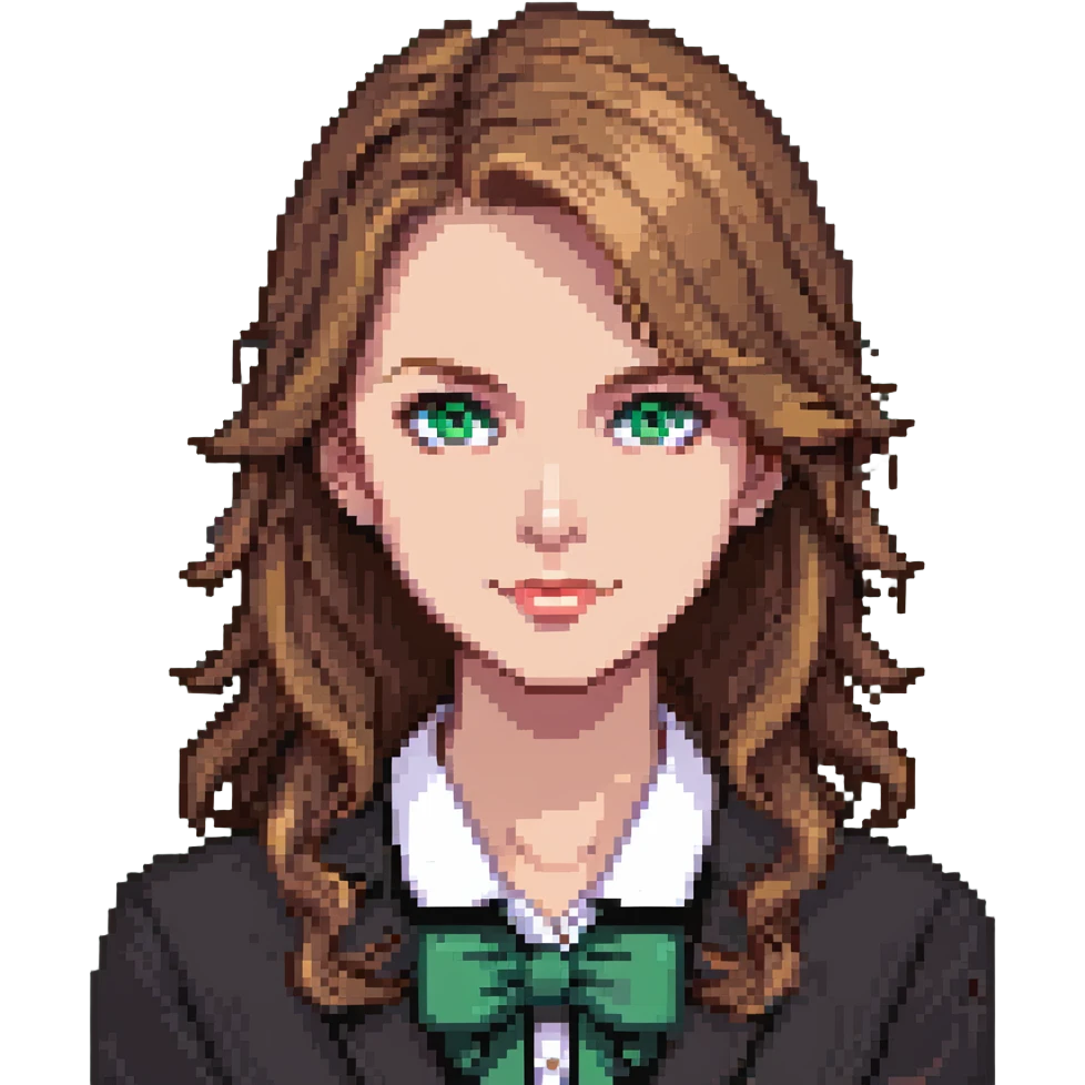 happy teacher with light brown hair and green eyes emoji