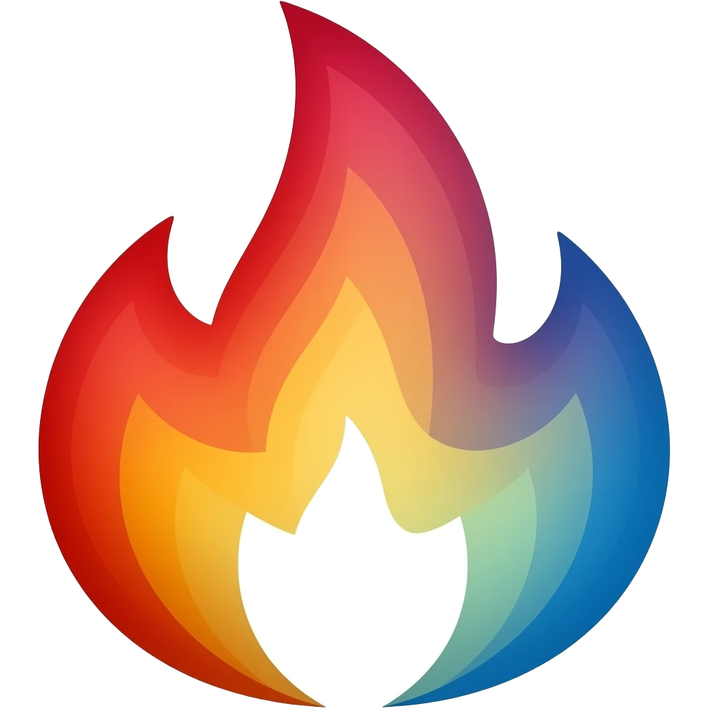 Create an gradient emoji with three flames of different color wrapped into one emoji