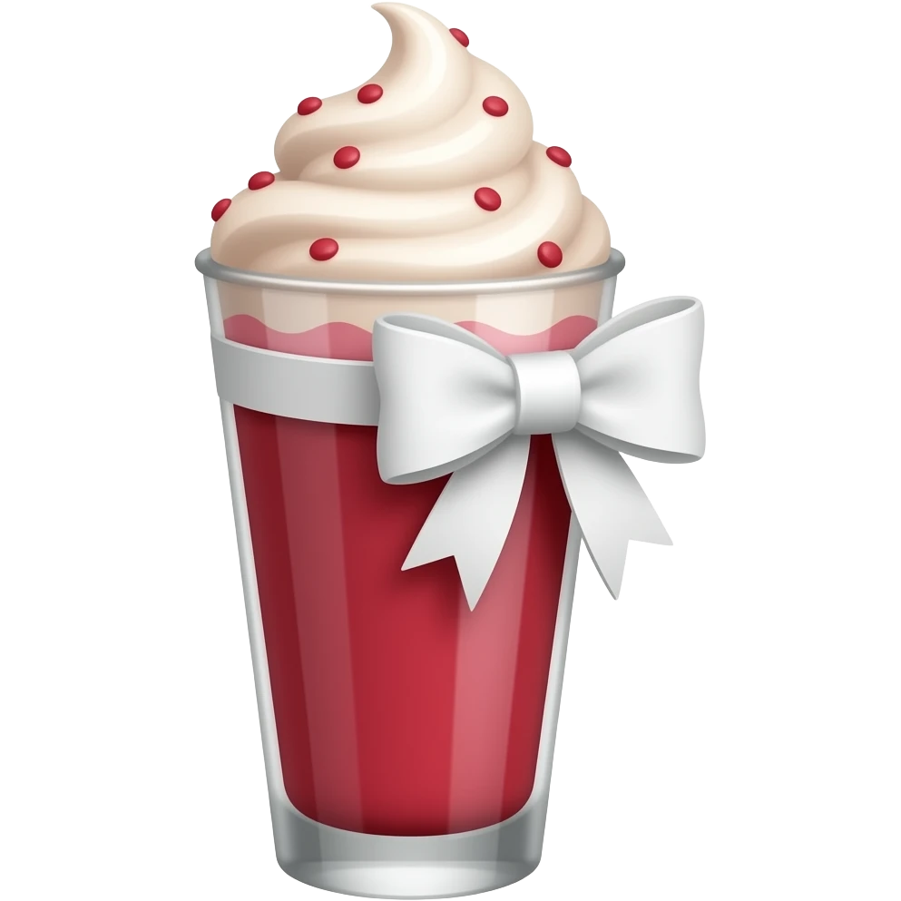 Red milkshake with white bow emoji