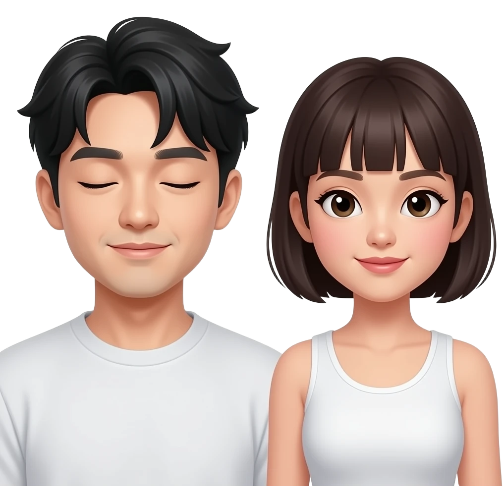 hot korean man with bangs sleeping with a hot Filipina with short hair and bangs emoji