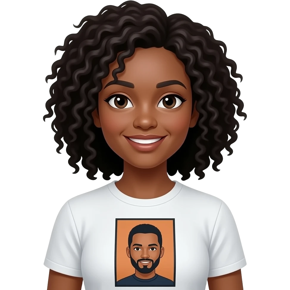 black woman with logo on shirt emoji