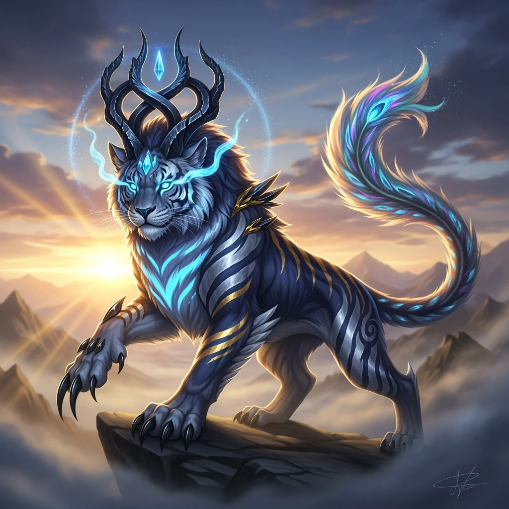 make a hyper realistic mythical cat creature with great detail emoji