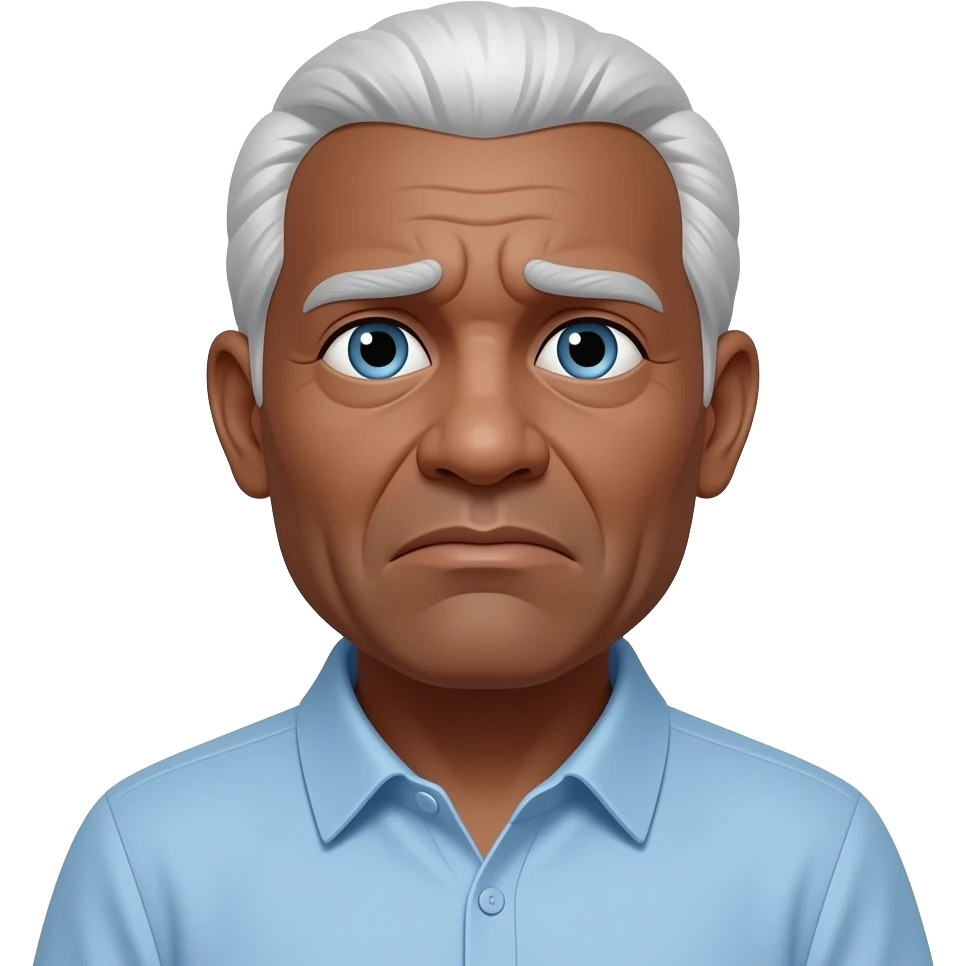 create an 86 year old male with biracial skin tone, blue eyes, confused emoji