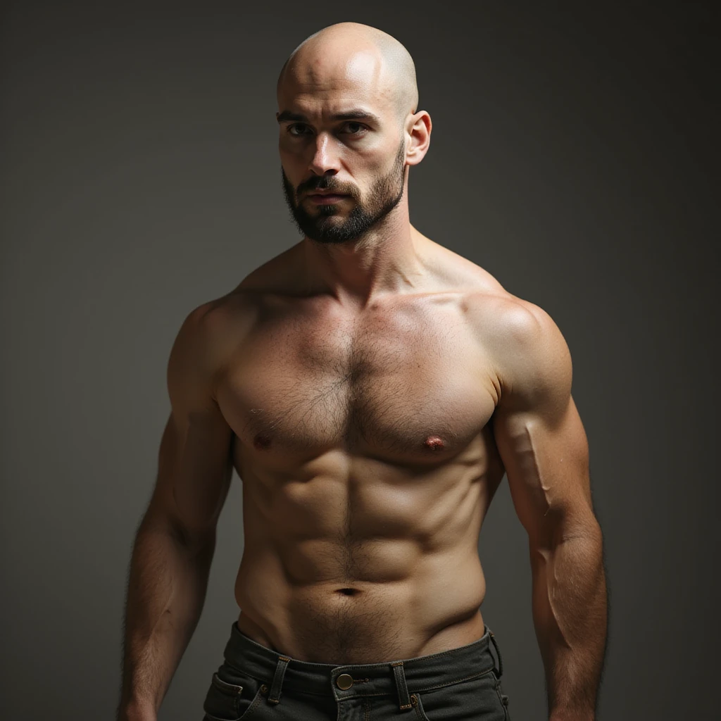shirtless bald man realistic style emoji