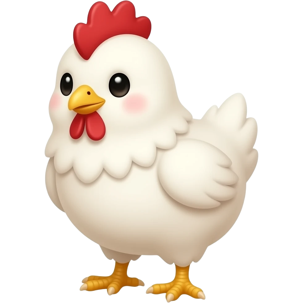 cute white chicken baby with yellow foot and red hairs emoji