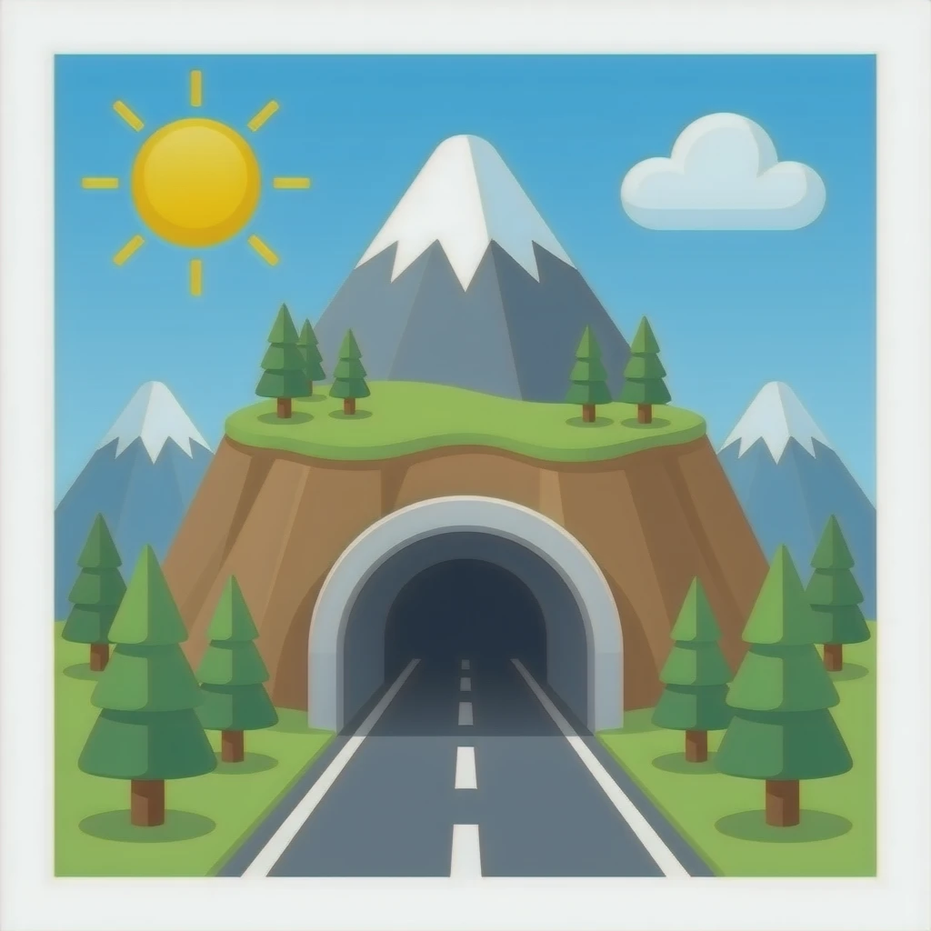 a tunnel inside the mountain from top view emoji