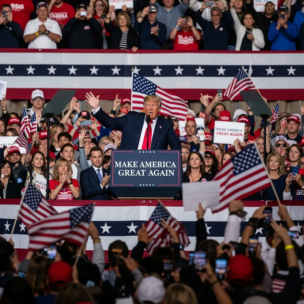 Donald Trump speaking at a rally emoji
