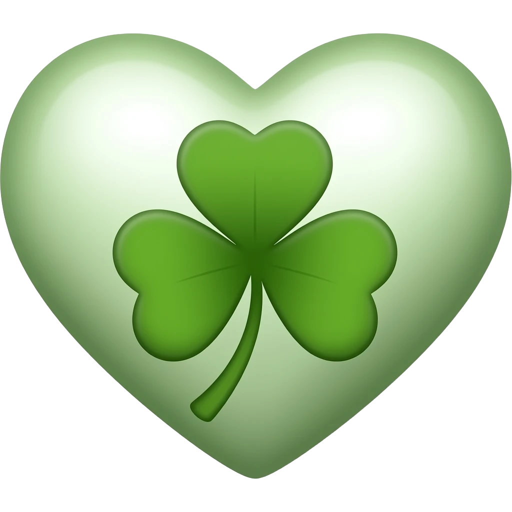 trèfle à quatre feuilles dans un coeur emoji
