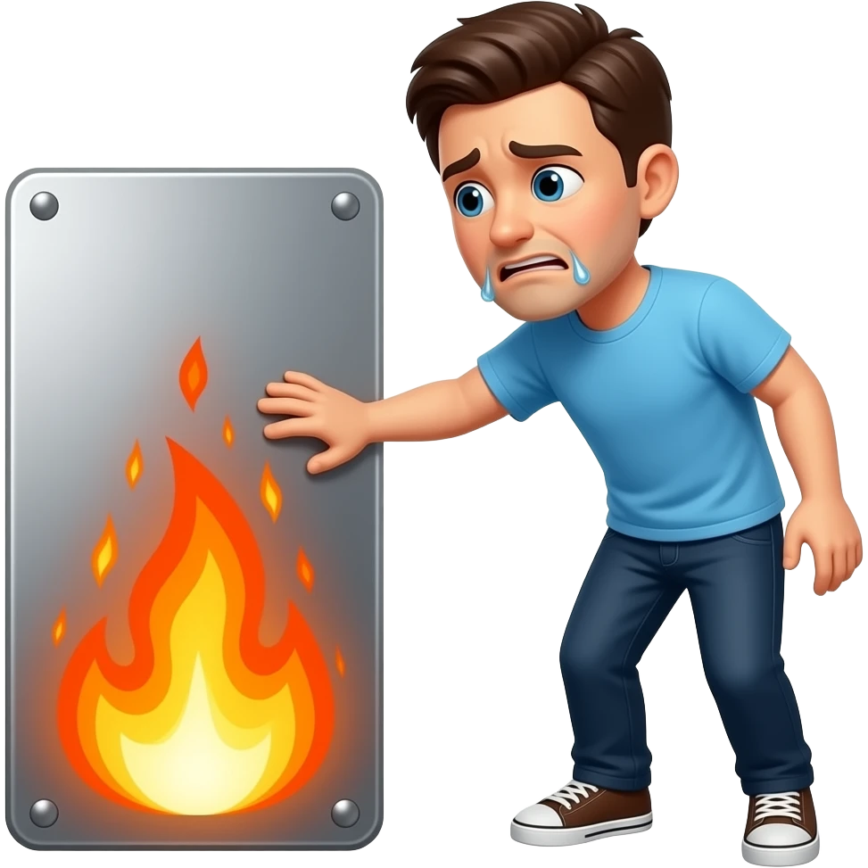 Touch a hot ouch emoji