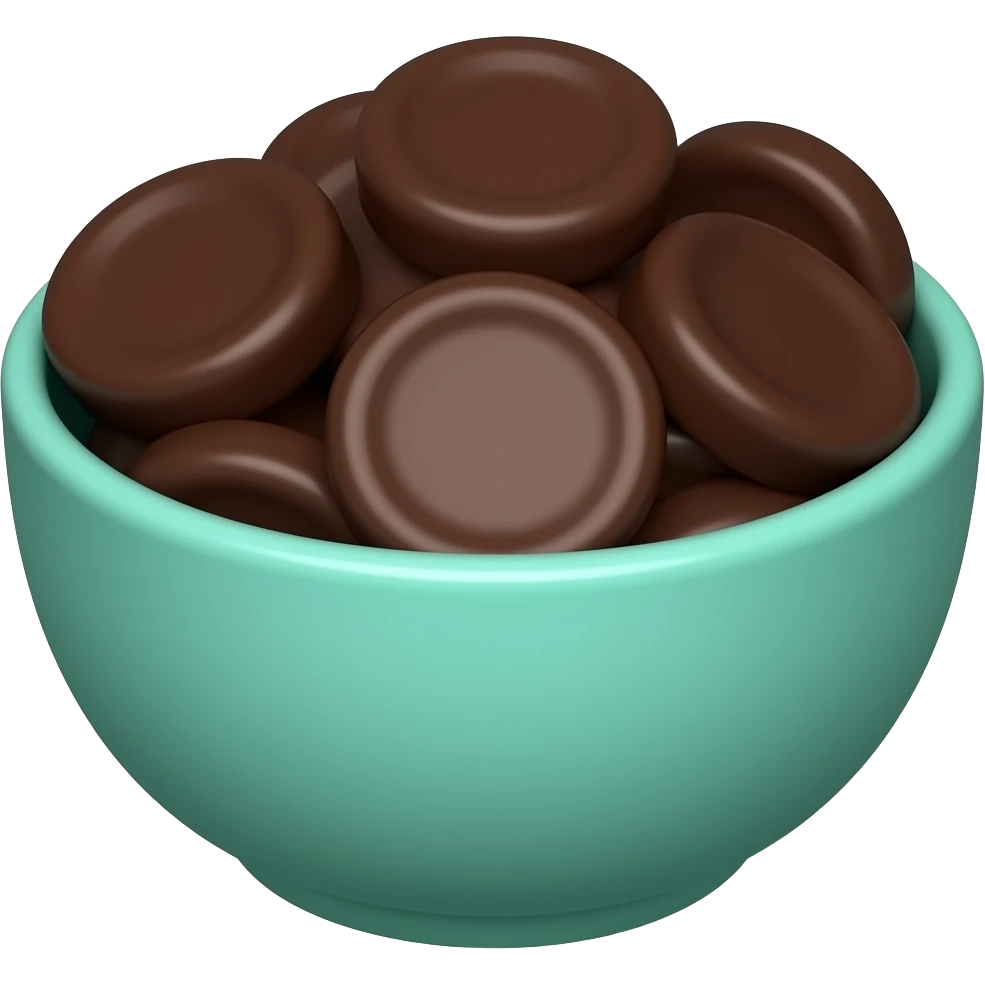 super realistic small teal bowl of chocolate circles emoji