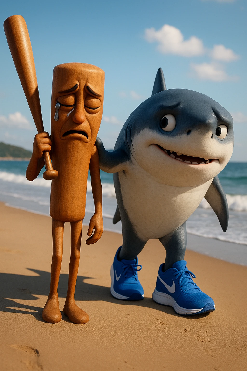 create this image with 4 different emotion to each of them .CREATE ONE WHERE THE ONE IS CRYING AND THE OTHER ONE IS MAKING HIM FEEL OKAY.
 emoji