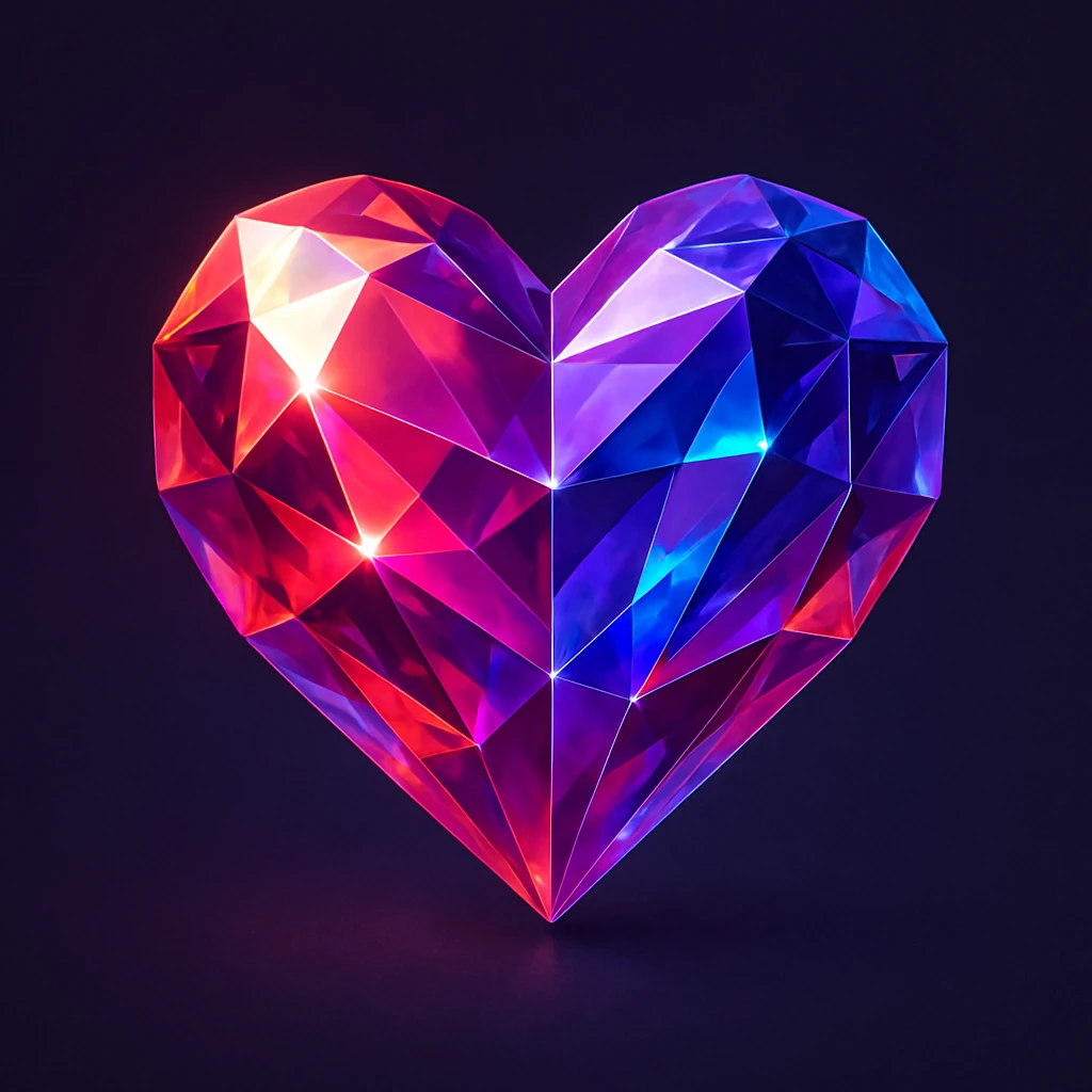 heart with a crystal gem effect, digital illustration, clean emoji