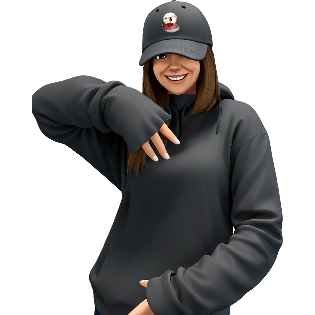 girl in baseball cap smiling emoji