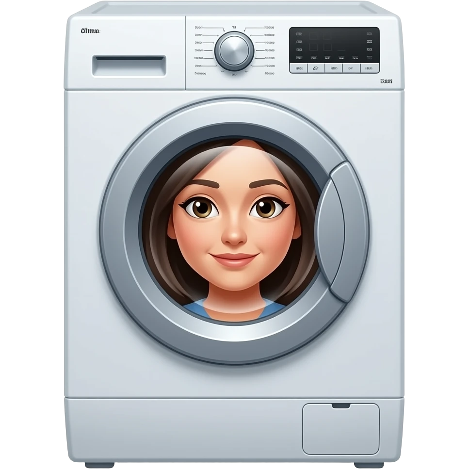 Une femme avec la tête dans une machine a laver emoji