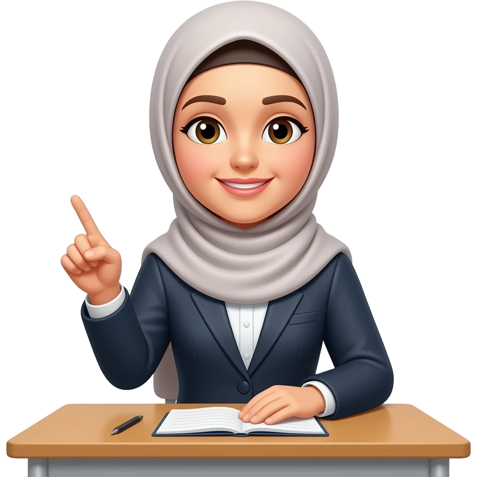 hijab teacher tafel finger emoji