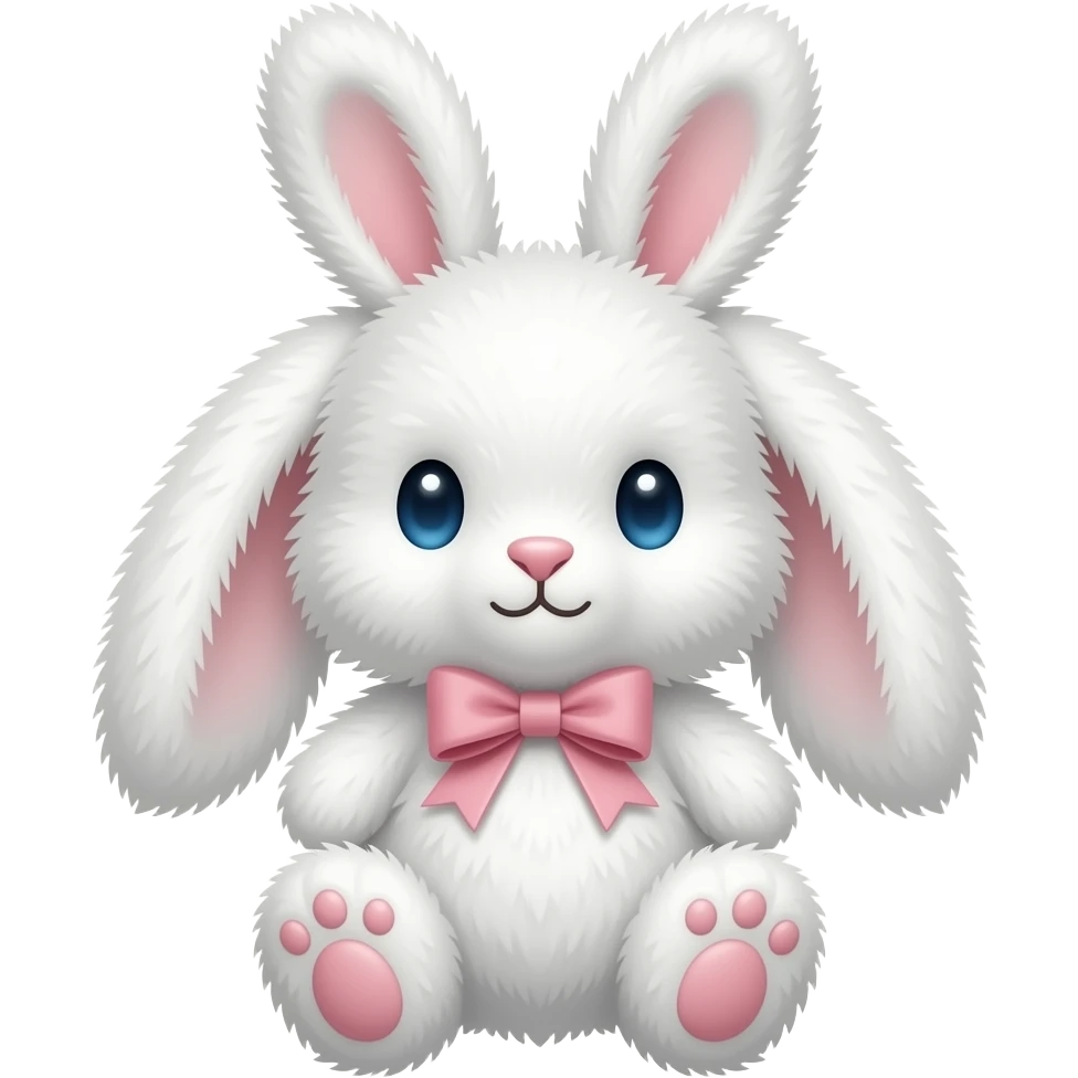 turn into withe ribbon bow plush bunny fluffy emoji