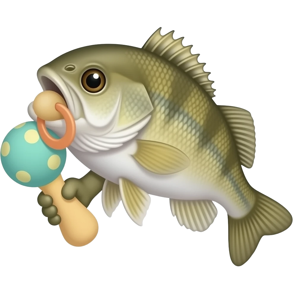 i need a picture of a baby walleye fish with a soother and a baby rattle emoji