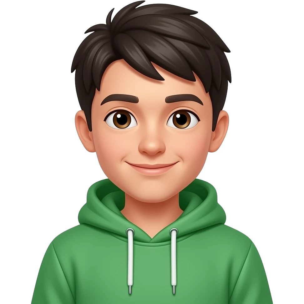 make a very cute 19 year old boy that is standing and wearing a green hodie emoji
