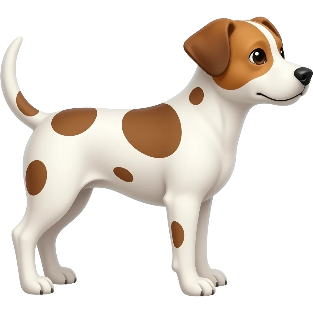 white dog with brown spots from the side facing right emoji