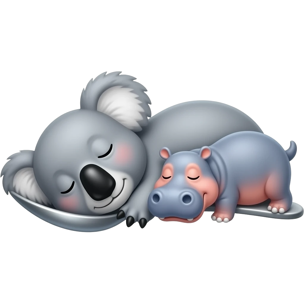 koala and hippo sleeping together koala big spoon hippo little spoon emoji
