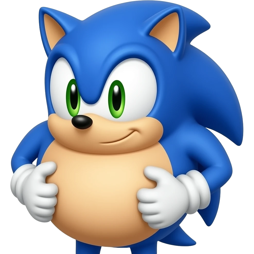 sonic with his belly being inflated emoji
