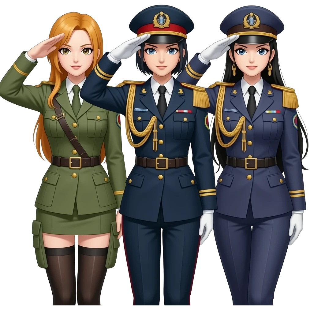 Nami nico robin boa Hancock Hancock from One piece as female military general salute emoji