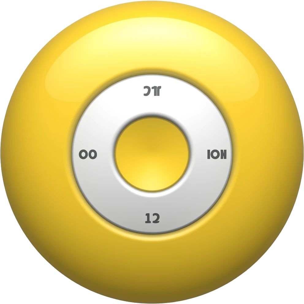 Yellow circle with playing ipod emoji