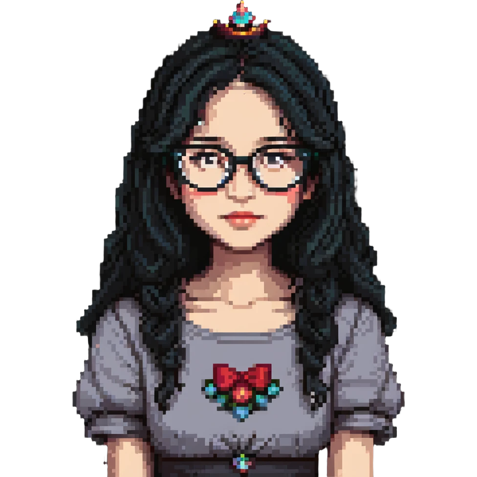 white baddie pretty girl with black hair and glasses, prettier, more like a Disney princess emoji