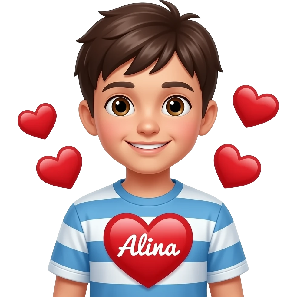 Garçon. Avec des cœur autour et dans le cœur y’a écrit Alina emoji