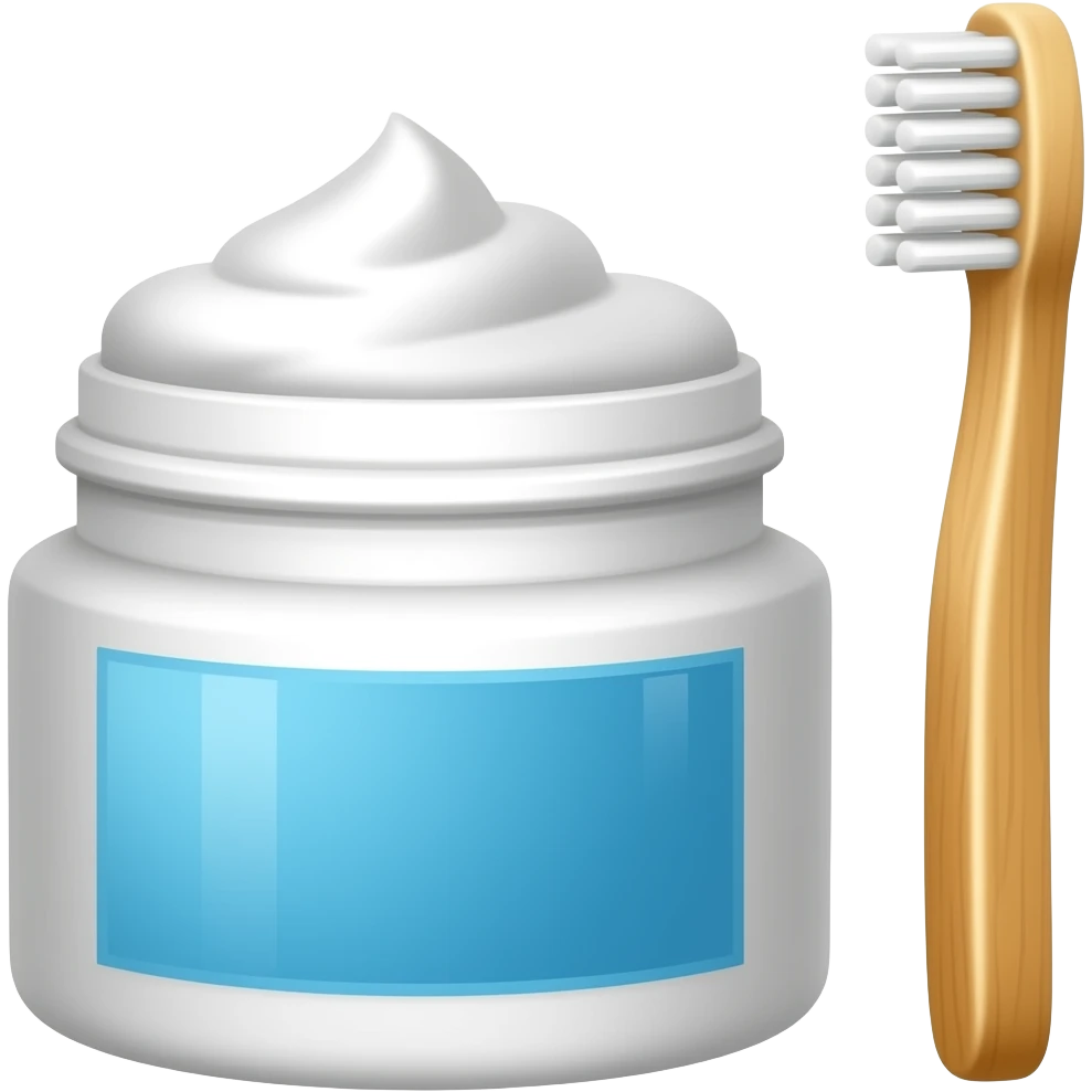 Powdered dentifrice with tooth brush emoji