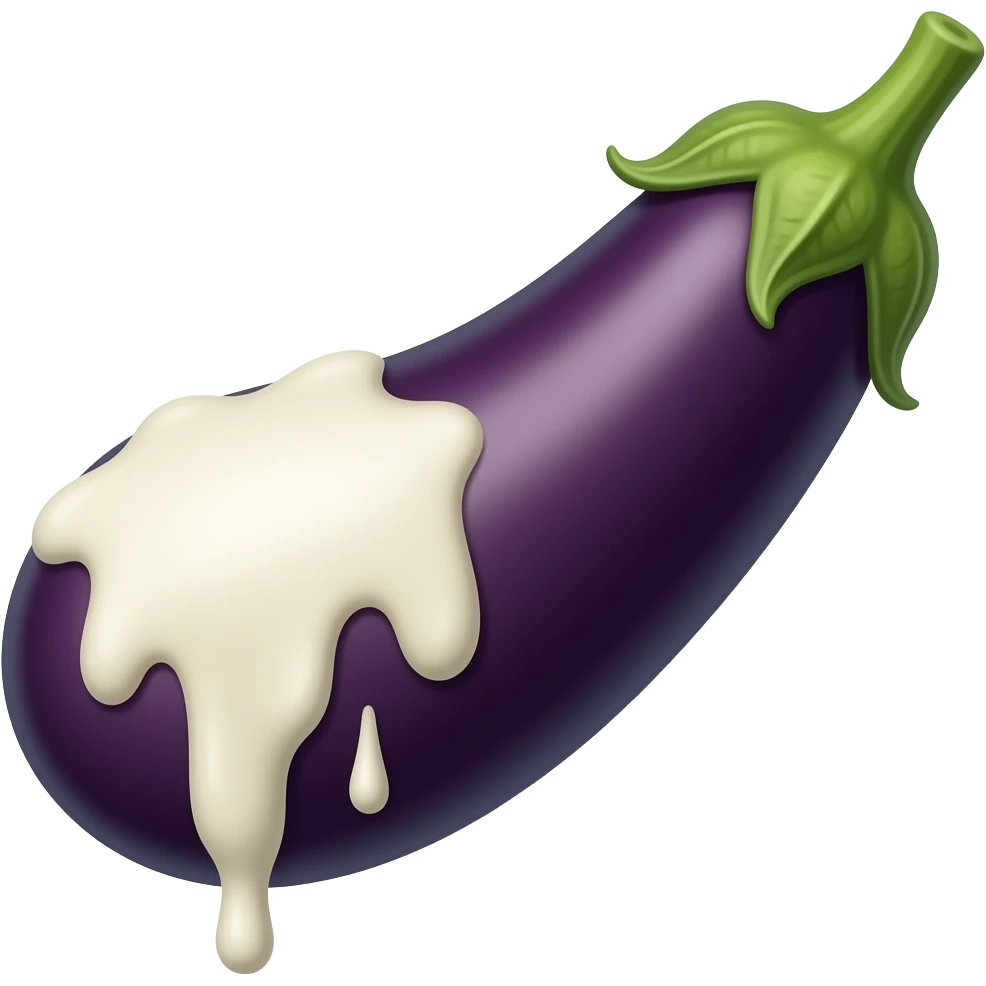 long eggplant oozing white substance emoji
