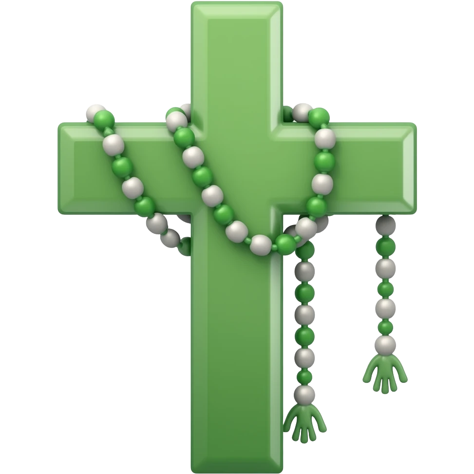 Cruz sagrada verde com rosário verde emoji