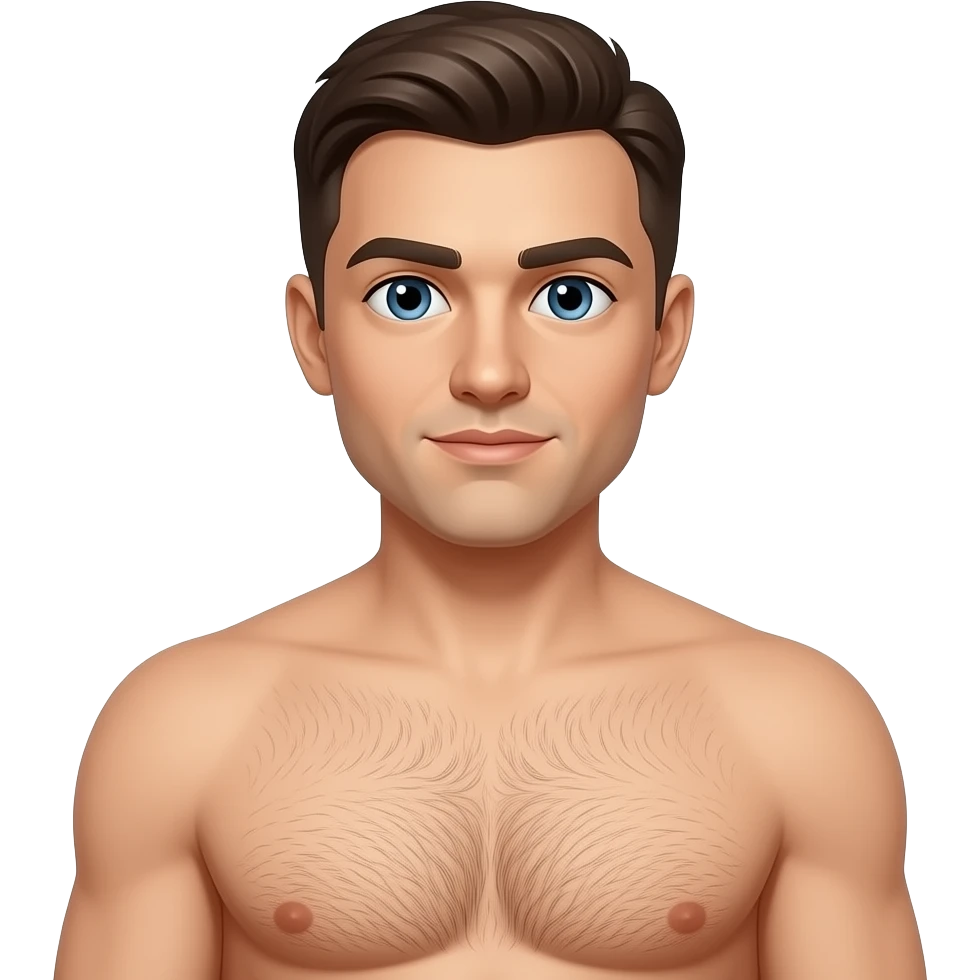 Yellow Naked male body woth hairy chest emoji