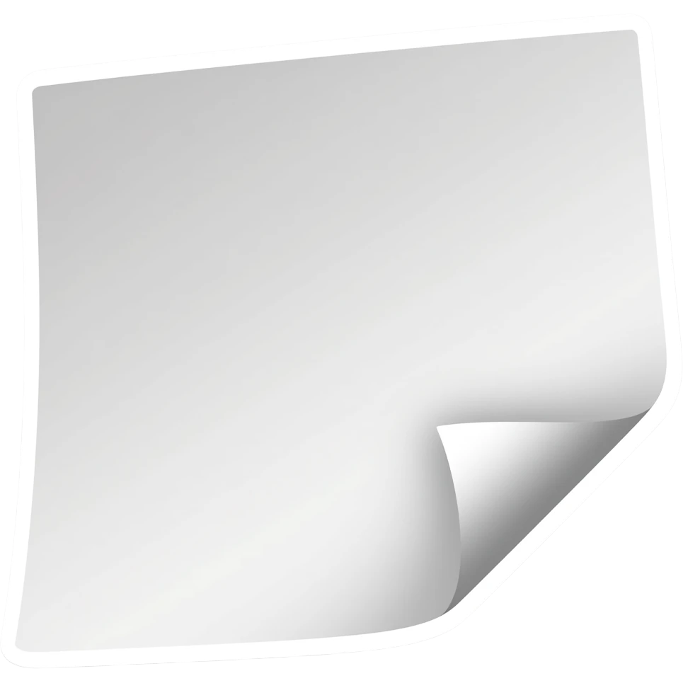 Simple and minimalistic sticker of a white cute sticky note, white outline, smooth gradients or solid colours emoji