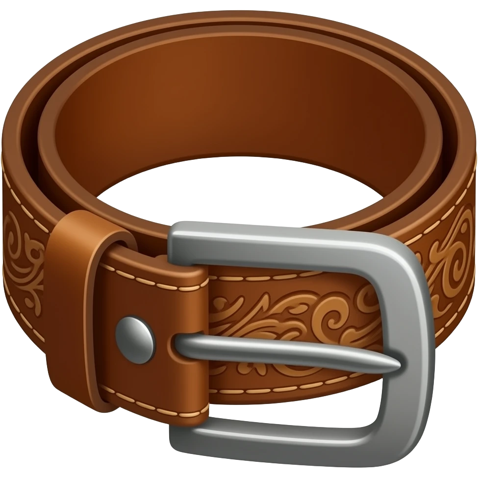 Leather tooled belt with metal tip emoji
