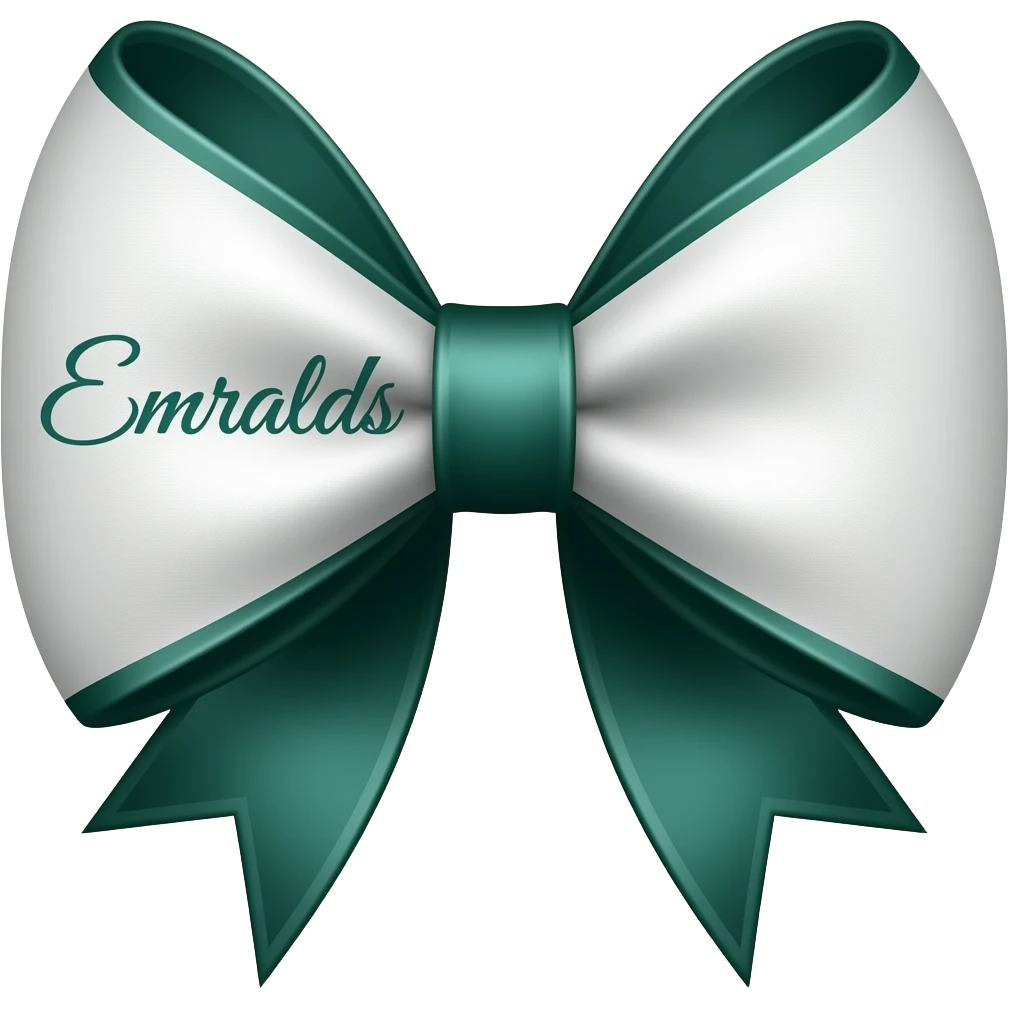 use this bow in white with dark emerald green and add the words emeralds in calligraphy on the left emoji
