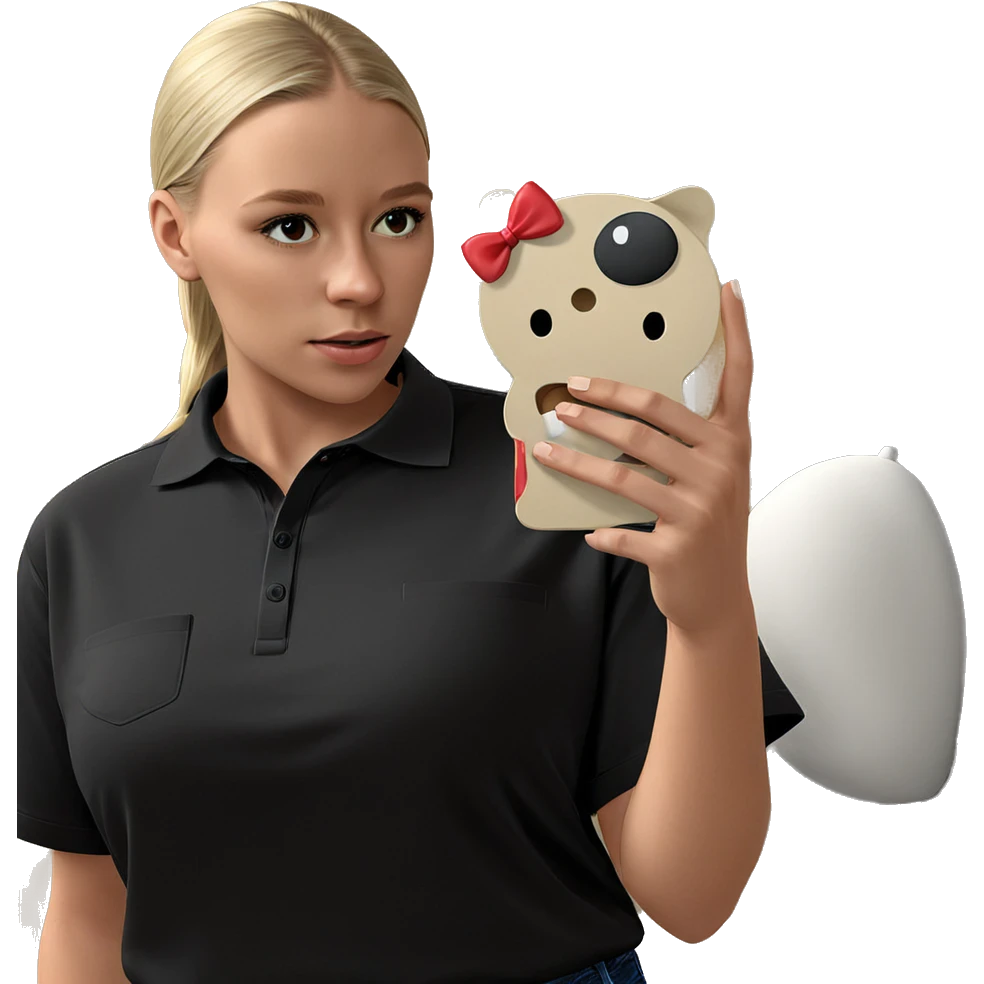 blonde girl in black shirt emoji