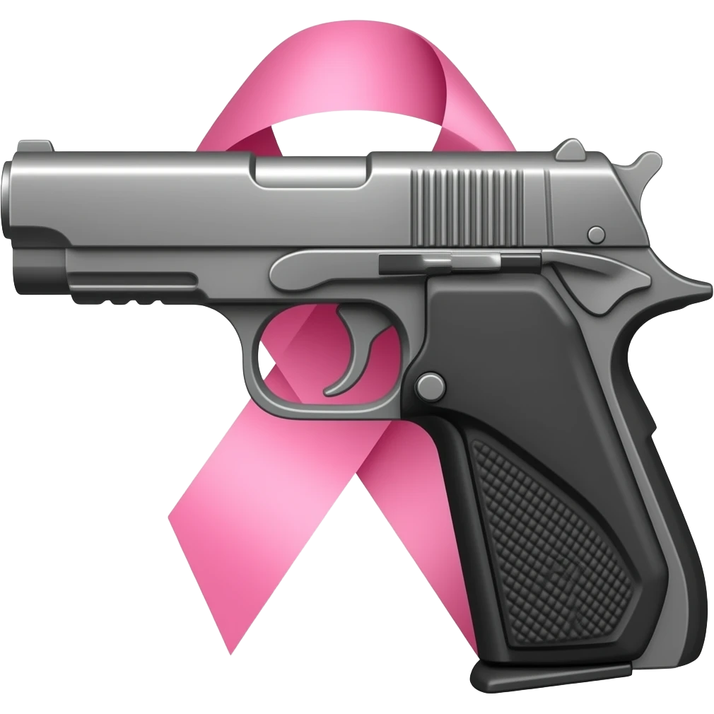 Silah üstünde küçük pembe kurdele emoji