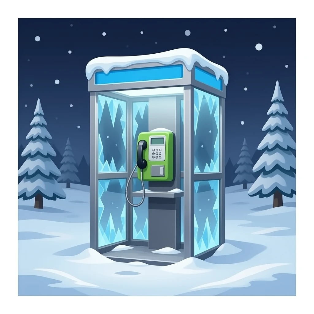 Frosted payphone cabin iced emoji