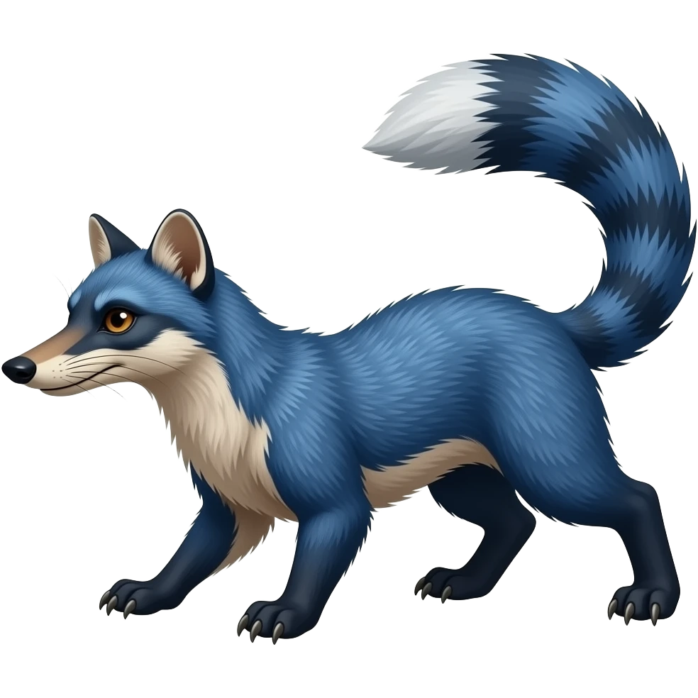 Blue genet-Fossa-civet-Feli-mustelid-creature-hybrid, full body emoji
