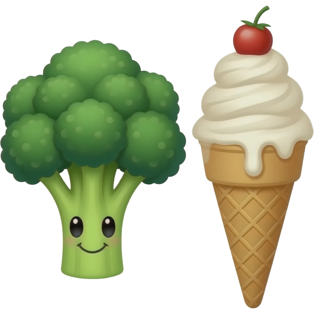 Chat coloque um 🥦 + 🍦 emoji