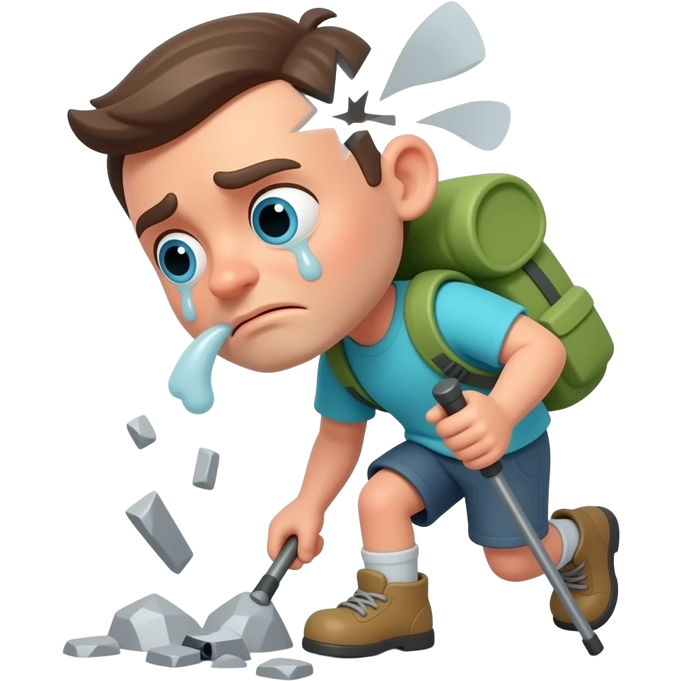 Being physically destroyed and mentally exhausted at hiking emoji