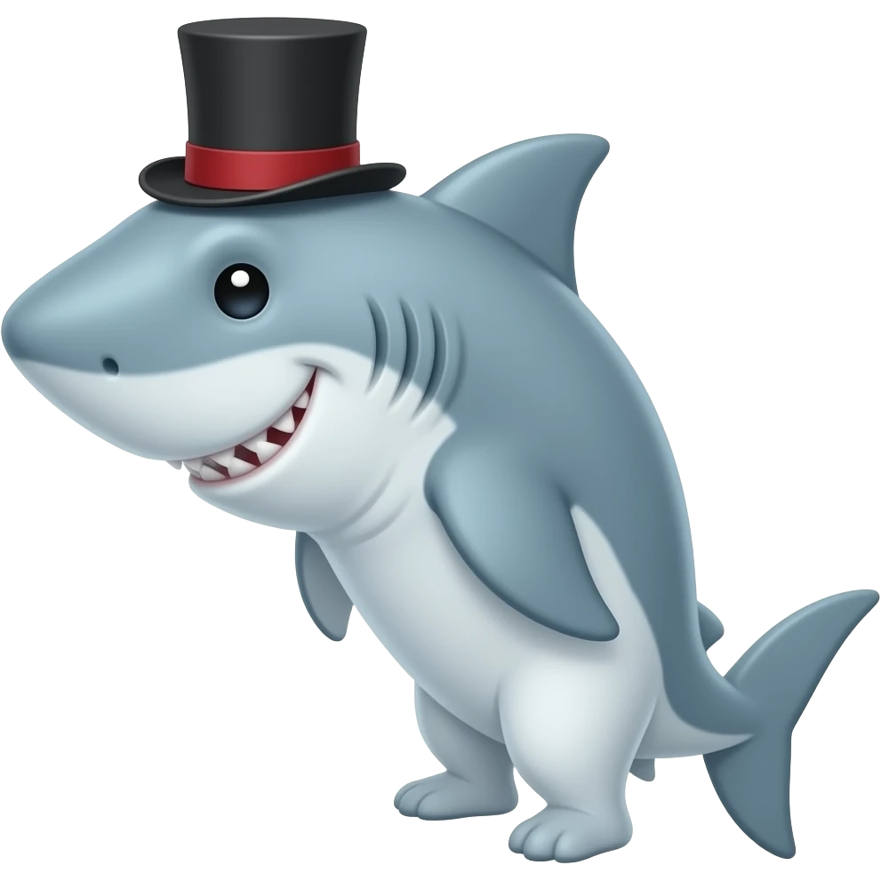 Shark with a top hat emoji